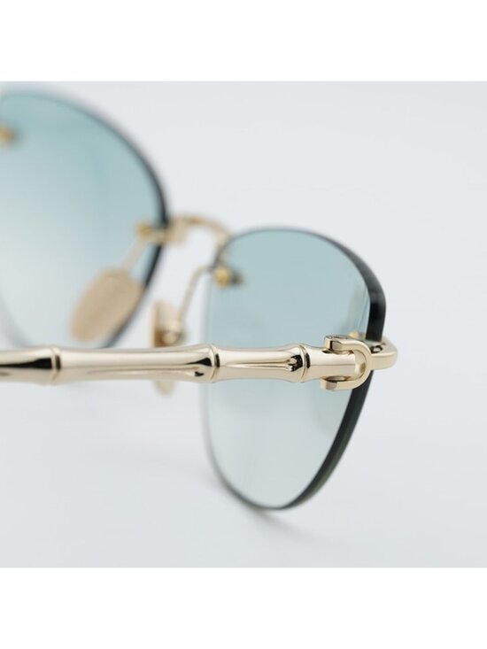 Gucci GG2063S 003 Sunglasses Endura Gold Cat Eye Frame, Green Lenses main image 7